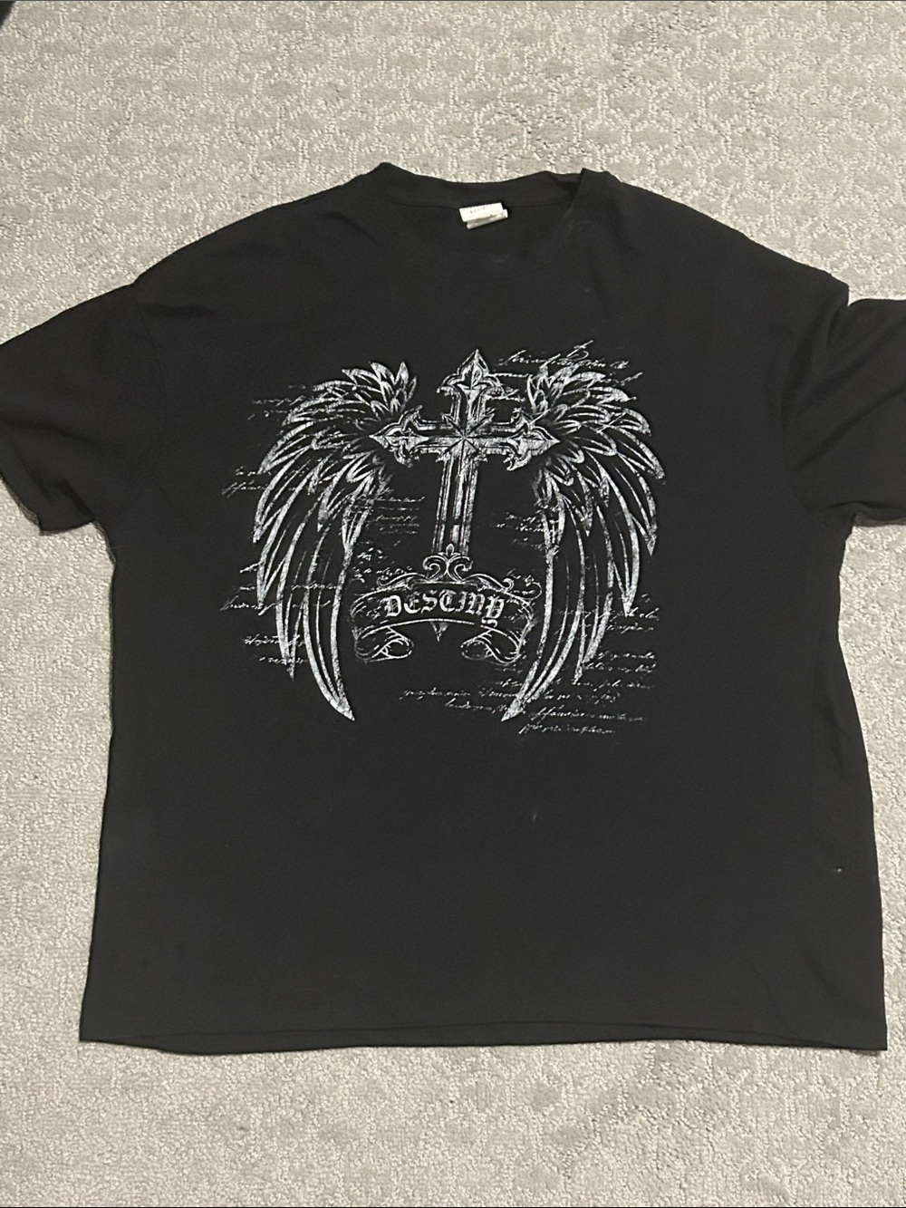 Y2K Affliction Black Graphic Cross & Wings Short-Sleeve Men's Shirt
